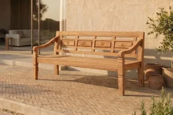 OUTFLEXX Bank, natur, recycled Teak, 180x70x85cm, aufwändig gestaltet, mit Armlehnen