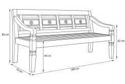 OUTFLEXX Bank, natur, recycled Teak, 180x70x85cm, aufwändig gestaltet, mit Armlehnen