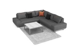 OUTFLEXX Beau Gartenlounge mit Outdoor-Teppich, grau/aluminium-weiß, Aluminium/Polyester/PET-Garn, Teppich rechteckig 240 x 160 cm, inkl. Kaffeetisch