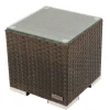 OUTFLEXX Beistelltisch, braun marmoriert, Polyrattan, 40x40x40 cm, inkl. Glasplatte