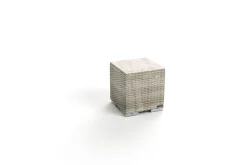 OUTFLEXX Beistelltisch, desert-beige, Polyrattan/Aluminium, 40 x 40 x 41 cm, robust, mit Fußkappen, montierte Anlieferung