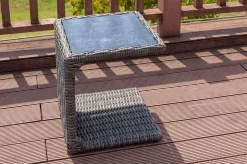 OUTFLEXX Beistelltisch, grau, Polyrattan, 45 x 45 x 50 cm, Tischplatte Spraystone, innenliegend