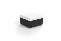 OUTFLEXX Beistelltisch/Hocker, creme/weiß, schwarz, Polyrattan, inkl. Glasplatte und Polster