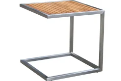 OUTFLEXX Beistelltisch, silber/natur, Edelstahl/Teakholz, 45x45cm, Tischplattenstärke 1,2cm, FSC®-zertifiziertes Produkt