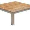 OUTFLEXX Beistelltisch, silber/natur, Edelstahl/Teakholz, 69 x 69 x 29 cm, FSC®-zertifiziertes Produkt