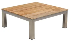 OUTFLEXX Beistelltisch, silber/natur, Edelstahl/Teakholz, 69 x 69 x 29 cm, FSC®-zertifiziertes Produkt