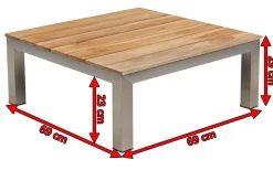 OUTFLEXX Beistelltisch, silber/natur, Edelstahl/Teakholz, 69 x 69 x 29 cm, FSC®-zertifiziertes Produkt