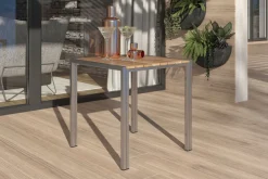 OUTFLEXX Beistelltisch, Teakholz/Edelstahl, 45x45cm, FSC®-zertifiziertes Produkt