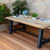 OUTFLEXX Belanda Esstisch, dark grey/natur, Alu/recyceltes Teak, 200x100x76cm, rustikal gebürstet, A-Gestell, FSC®-zertifiziertes Produkt