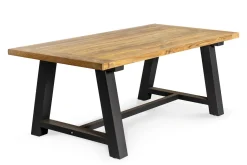 OUTFLEXX Belanda Esstisch, dark grey/natur, Alu/recyceltes Teak, 200x100x76cm, rustikal gebürstet, A-Gestell, FSC®-zertifiziertes Produkt