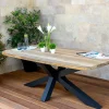 OUTFLEXX Belgium Esstisch, dark grey/natur, Alu/recyceltes Teak, 220x100x78cm, rustikal gebürstet, Kreuz-Gestell, FSC®-zertifiziertes Produkt