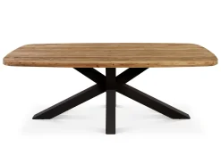 OUTFLEXX Belgium Esstisch, dark grey/natur, Alu/recyceltes Teak, 220x100x78cm, rustikal gebürstet, Kreuz-Gestell, FSC®-zertifiziertes Produkt