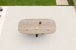 OUTFLEXX Belgium Esstisch, dark grey/natur, Alu/recyceltes Teak, 220x100x78cm, rustikal gebürstet, Kreuz-Gestell, FSC®-zertifiziertes Produkt