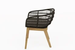 OUTFLEXX Belgium Garten-Essgruppe, natur/dunkelgrau, Alu/recyceltes Teak, Tisch 220 x 100 cm, 6 Stühle, Kissen Inklusive, FSC®-zertifiziertes Produkt
