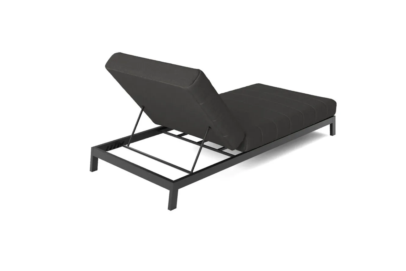 OUTFLEXX Bite Gartenliegen-Set mit Beistelltisch, anthrazit, Aluminium/Polyester, 205 x 90 cm, schnelltrocknend, inklusive Dekokissen