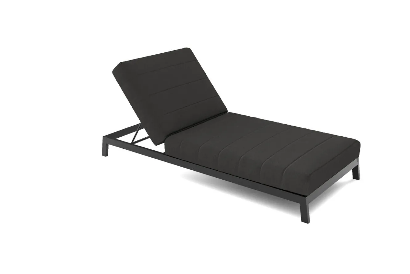 OUTFLEXX Bite Gartenliegen-Set mit Beistelltisch, anthrazit, Aluminium/Polyester, 205 x 90 cm, schnelltrocknend, inklusive Dekokissen