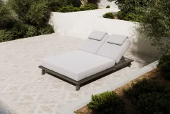 OUTFLEXX Blain Garten-Doppelliege, hellgrau, Alu/Polyester, 210 x 144 cm, Rückenlehne verstellbar