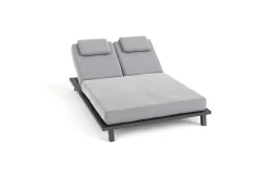 OUTFLEXX Blain Garten-Doppelliege, hellgrau, Alu/Polyester, 210 x 144 cm, Rückenlehne verstellbar