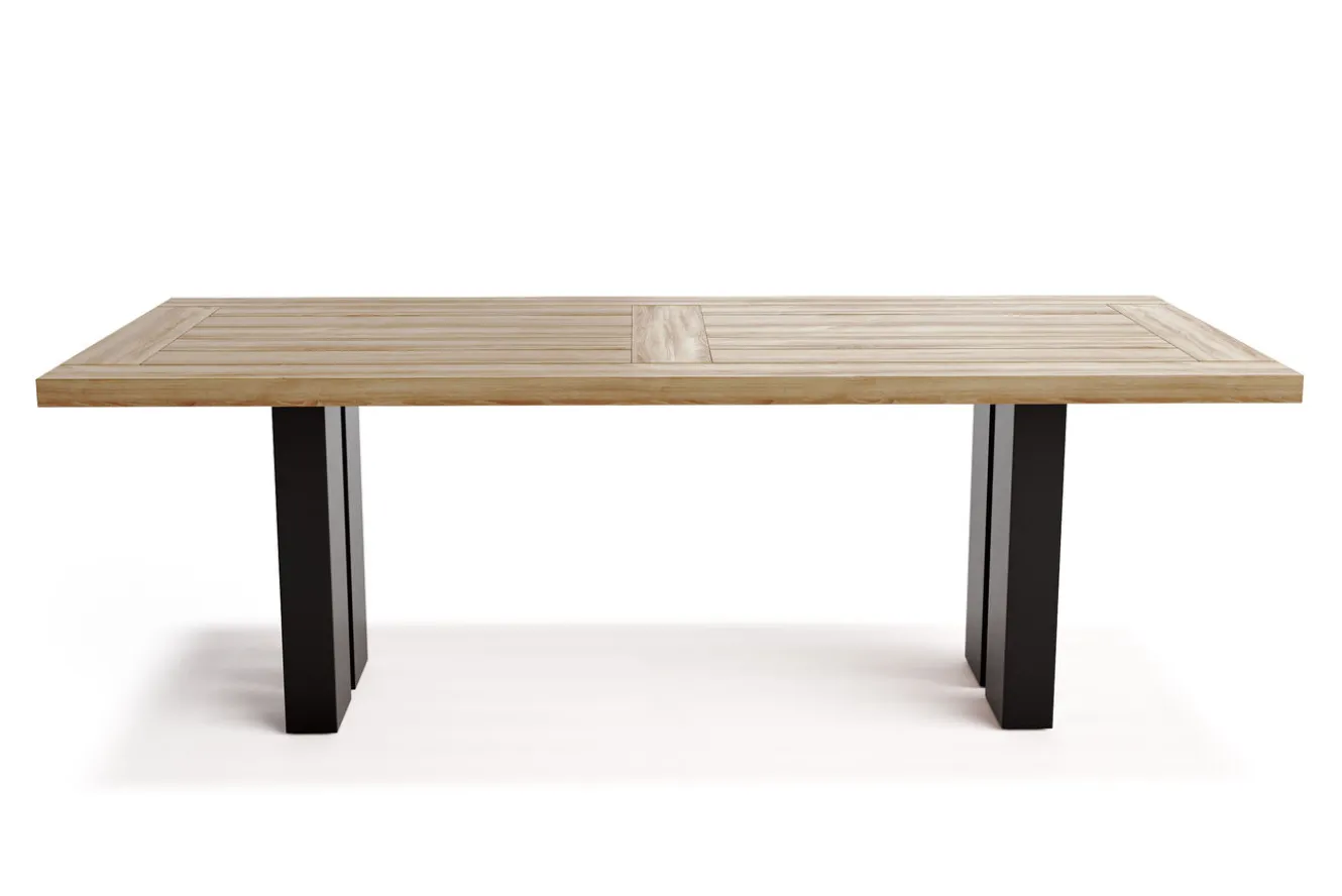 OUTFLEXX Bob Esstisch, natur/anthrazit, Alu/recycled Teak, 220 x 100 cm, rustikal gebürstet