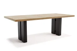 OUTFLEXX Bob Esstisch, natur/anthrazit, Alu/recycled Teak, 220 x 100 cm, rustikal gebürstet