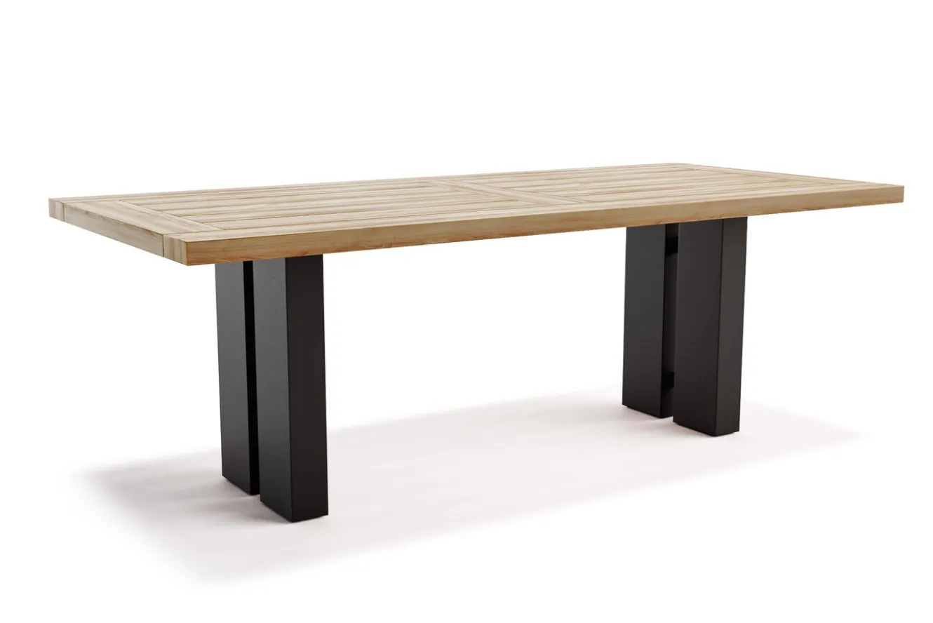 OUTFLEXX Bob Esstisch, natur/anthrazit, Alu/recycled Teak, 220 x 100 cm, rustikal gebürstet