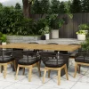 OUTFLEXX Bob Garten-Essgruppe, anthrazit/natur, Alu/recycled Teak/Rope, 220 x 100 cm, 8 x Sessel, FSC®-zertifiziertes Produkt
