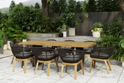OUTFLEXX Bob Garten-Essgruppe, anthrazit/natur, Alu/recycled Teak/Rope, 220 x 100 cm, 8 x Sessel, FSC®-zertifiziertes Produkt