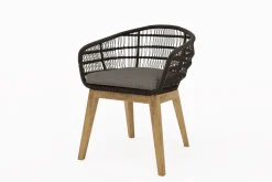 OUTFLEXX Bob Garten-Essgruppe, anthrazit/natur, Alu/recycled Teak/Rope, 220 x 100 cm, 8 x Sessel, FSC®-zertifiziertes Produkt
