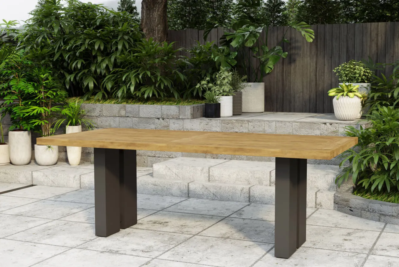 OUTFLEXX Bob Garten-Essgruppe, anthrazit/natur, Alu/recycled Teak/Rope, 220 x 100 cm, 6 x Sessel, FSC®-zertifiziertes Produkt
