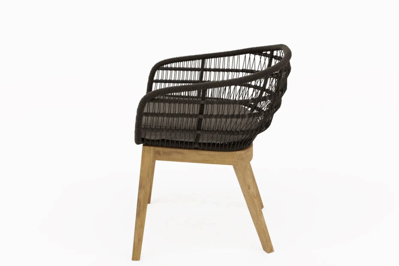 OUTFLEXX Bob Garten-Essgruppe, anthrazit/natur, Alu/recycled Teak/Rope, 220 x 100 cm, 6 x Sessel, FSC®-zertifiziertes Produkt