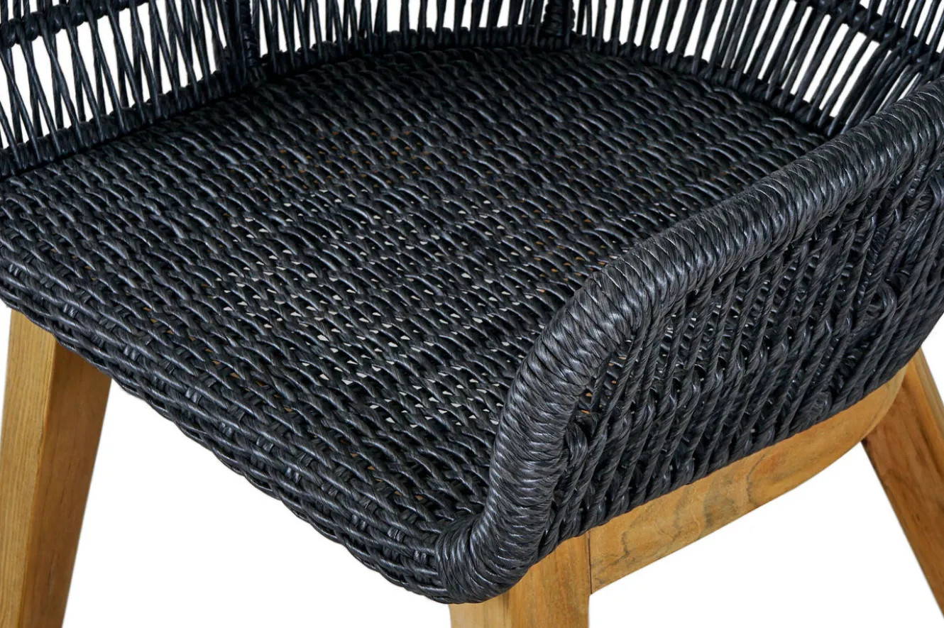 OUTFLEXX Bob Garten-Essgruppe, anthrazit/natur, Alu/recycled Teak/Rope, 220 x 100 cm, 6 x Sessel, FSC®-zertifiziertes Produkt
