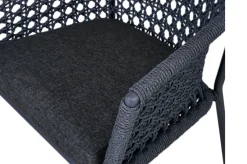 OUTFLEXX Bob/Zui Garten-Essgruppe, anthrazit/dunkelgrau, Alu/recycled Teak/Rope, 220 x 100 cm, 8 x Sessel, inkl. Polster