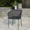 OUTFLEXX Bob/Zui Garten-Essgruppe, anthrazit/dunkelgrau, Alu/recycled Teak/Rope, 220 x 100 cm, 6 x Sessel, inkl. Polster