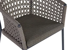 OUTFLEXX Bob/Zui Garten-Essgruppe, anthrazit/hellgrau, Alu/recycled Teak/Rope, 220 x 100 cm, 6 x Sessel, inkl. Polster