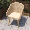 OUTFLEXX Borneo Cocktail-Sessel, beige-meliert, Polyrattan/Akazie, Gebürstet, Polster Inklusive, FSC®-zertifiziertes Produkt