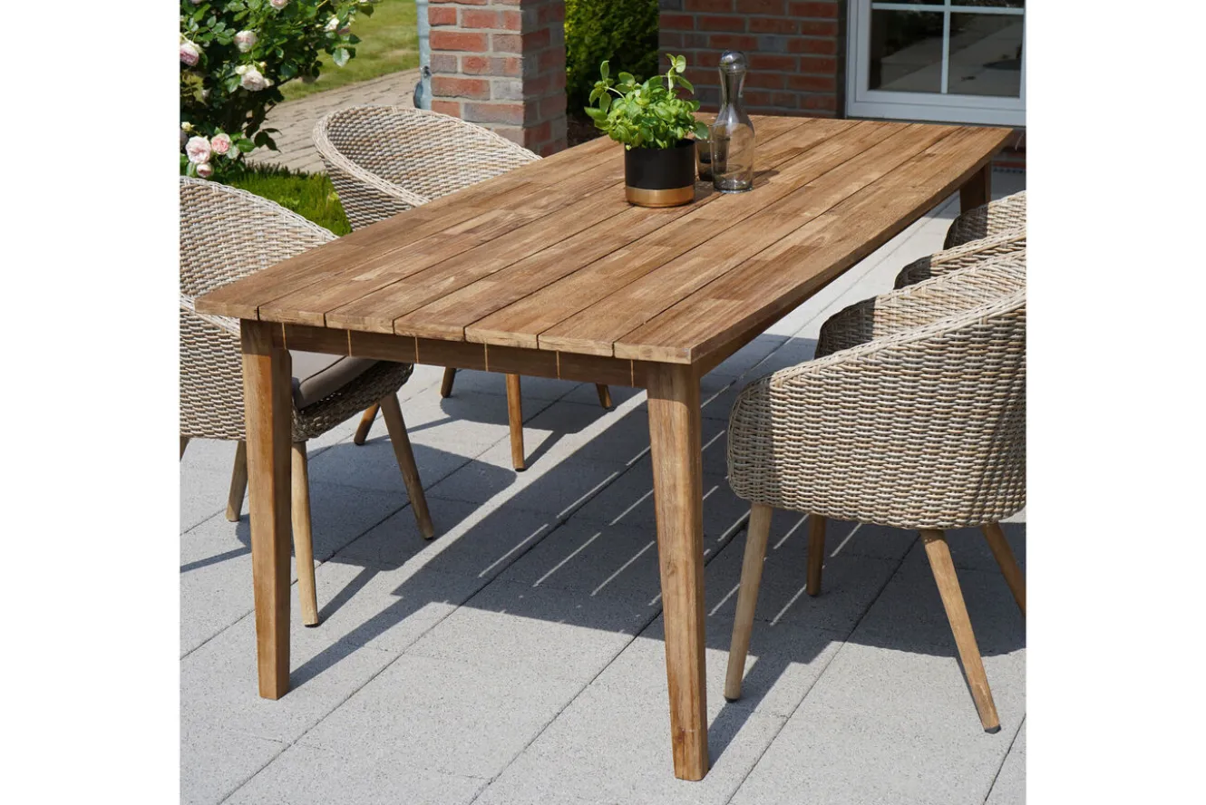 OUTFLEXX Borneo Dining-Tisch, Akazie, gebürstet, 180 x 90 cm, FSC®-zertifiziertes Produkt
