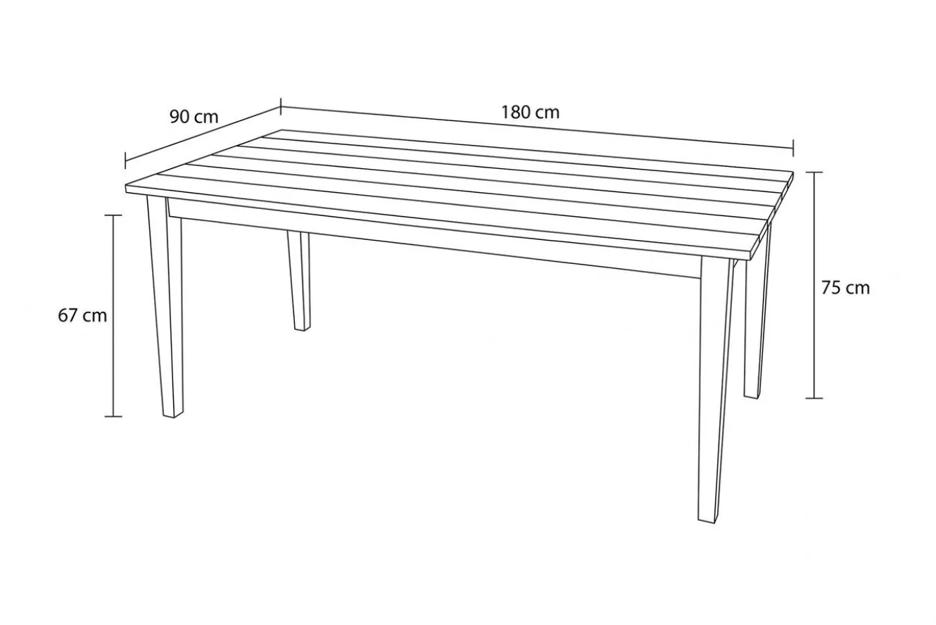 OUTFLEXX Borneo Dining-Tisch, Akazie, gebürstet, 180 x 90 cm, FSC®-zertifiziertes Produkt