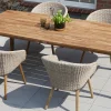 OUTFLEXX Borneo Garten-Essgruppe, beige-meliert, Polyrattan/Akazie, Tisch 180 x 90 cm, 4 Cocktail-Sessel, FSC®-zertifiziertes Produkt