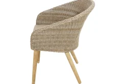 OUTFLEXX Borneo Garten-Essgruppe, beige-meliert, Polyrattan/Akazie, Tisch 180 x 90 cm, 4 Cocktail-Sessel, FSC®-zertifiziertes Produkt