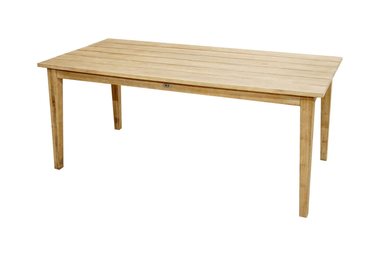OUTFLEXX Borneo Garten-Essgruppe, beige-meliert, Polyrattan/Akazie, Tisch 220 x 100 cm, 6 Landhaussessel, FSC®-zertifiziertes Produkt