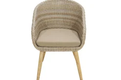 OUTFLEXX Borneo Garten-Essgruppe, beige/natur, Akazie/Polyrattan, ausziehbarer Tisch 180/220/260 x 100 cm, 6 Sessel, FSC®-zertifiziertes Produkt