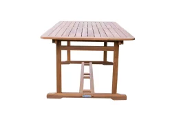 OUTFLEXX Borneo Garten-Essgruppe, beige/natur, Akazie/Polyrattan, Ausziehbar, 180/240 x 100 cm, 6 Stühle 65 x 60 cm, Polster Inklusive, FSC®-zertifiziertes Produkt