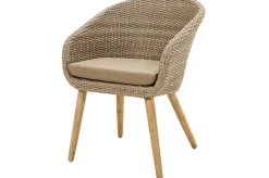 OUTFLEXX Borneo Garten-Essgruppe, beige/natur, Akazie/Polyrattan, Ausziehbar, 180/240 x 100 cm, 6 Stühle 65 x 60 cm, Polster Inklusive, FSC®-zertifiziertes Produkt
