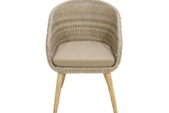 OUTFLEXX Borneo Garten-Essgruppe, beige-meliert, Polyrattan/Akazie, Tisch 220 x 100 cm, 6 Cocktail-Sessel, FSC®-zertifiziertes Produkt