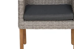 OUTFLEXX Borneo/Kota Garten-Essgruppe, natur/grau-meliert, Akazie/Alu/Polyrattan, 180x90cm, 6 Landhaussessel, FSC®-zertifiziertes Produkt