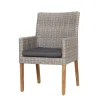 OUTFLEXX Borneo/Kota Garten-Essgruppe, natur/grau-meliert, Akazie/Alu/Polyrattan, 180x90cm, 4 Landhaussessel, FSC®-zertifiziertes Produkt