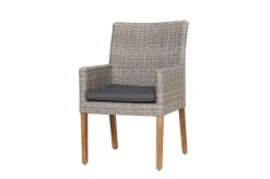 OUTFLEXX Borneo/Kota Garten-Essgruppe, natur/grau-meliert, Akazie/Alu/Polyrattan, 180x90cm, 4 Landhaussessel, FSC®-zertifiziertes Produkt