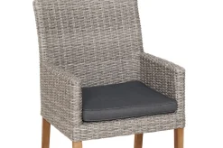 OUTFLEXX Borneo/Kota Garten-Essgruppe, natur/grau-meliert, Akazie/Alu/Polyrattan, 180x90cm, 3 Cocktailsessel, 3 Landhaussessel, FSC®-zertifiziertes Produkt