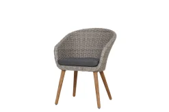 OUTFLEXX Borneo/Kota Garten-Essgruppe, natur/grau-meliert, Akazie/Alu/Polyrattan, 180x90cm, 3 Cocktailsessel, 3 Landhaussessel, FSC®-zertifiziertes Produkt