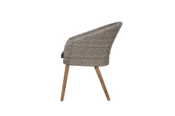 OUTFLEXX Borneo/Kota Garten-Essgruppe, natur/grau-meliert, Akazie/Alu/Polyrattan, 180x90cm, 3 Cocktailsessel, 3 Landhaussessel, FSC®-zertifiziertes Produkt